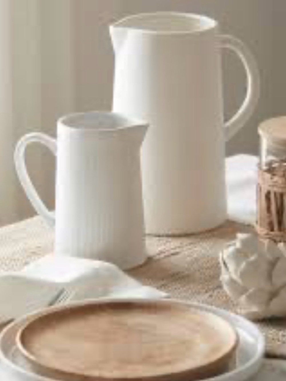 White Ceramic large Pitcher Set & Artichoke Minimal Home Dining